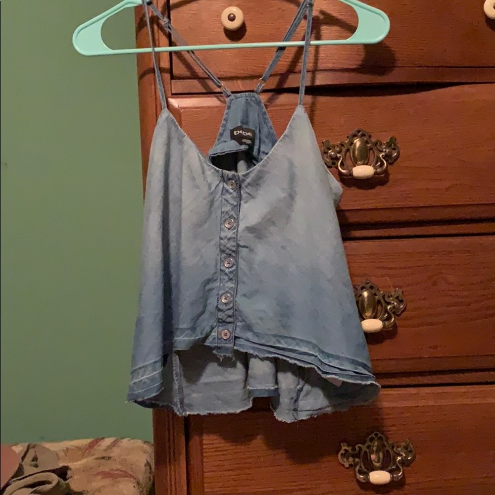 Bebe high/low denim crop top 🔥❤️